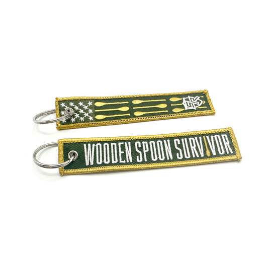 Wooden Spoon Survivor Jet Tag Keychain