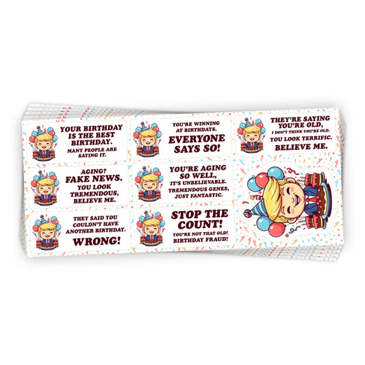 Cartoon Donald Trump Birthday Sticker Sheet