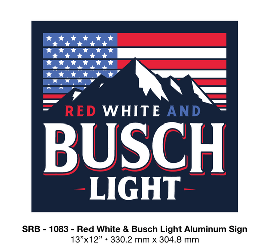 Red White & Busch Light Aluminum Sign