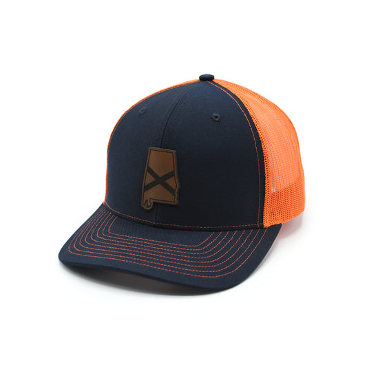 AL State Flag Leather Patch Hat Navy Orange