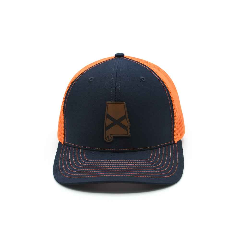 AL State Flag Leather Patch Hat Navy Orange