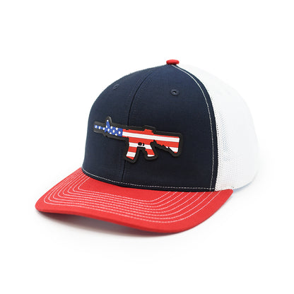 AR-15 USA Flag Hat PVC Patch Red Navy White
