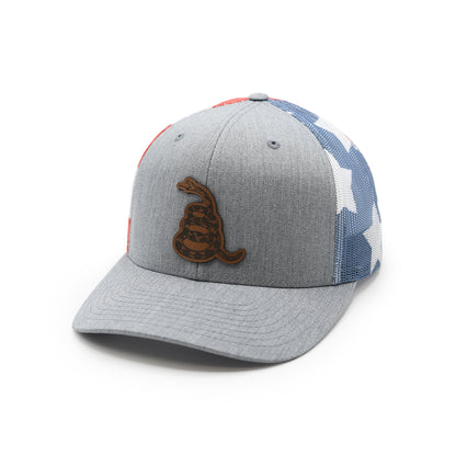 Gadsden Flag Snake Leather Patch Hat