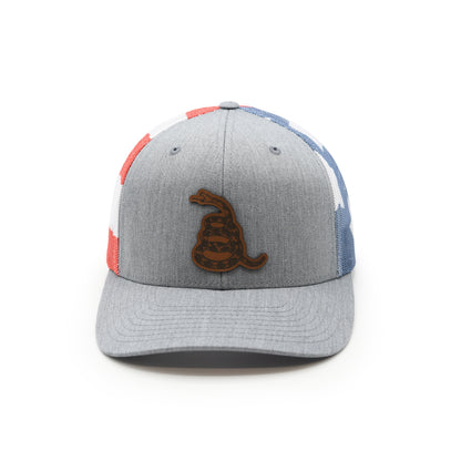Gadsden Flag Snake Leather Patch Hat