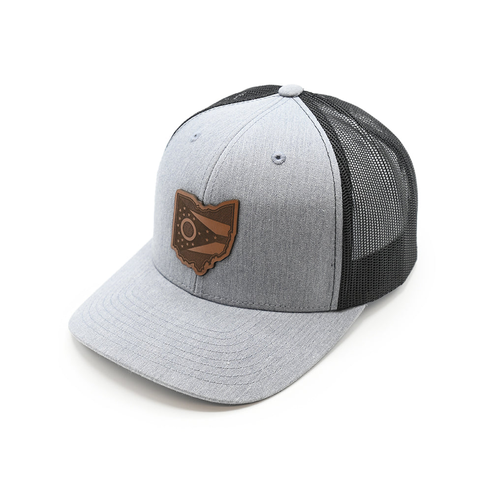 OH State Flag Leather Patch Hat