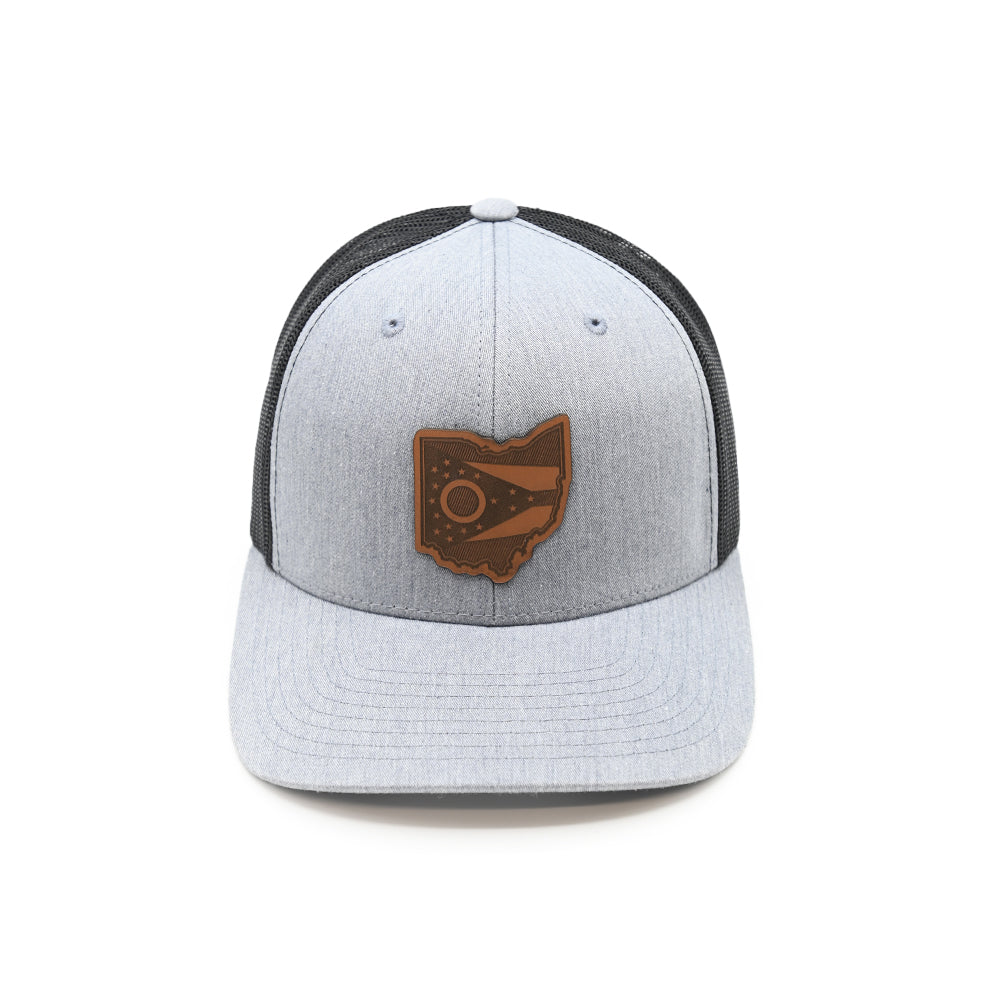 OH State Flag Leather Patch Hat