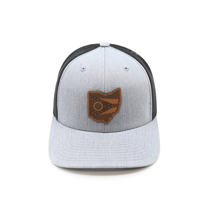 OH State Flag Leather Patch Hat