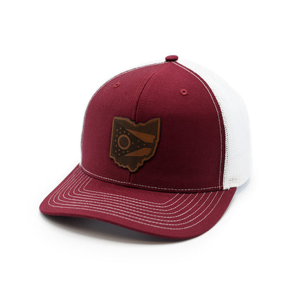 OH State Flag Leather Patch Hat
