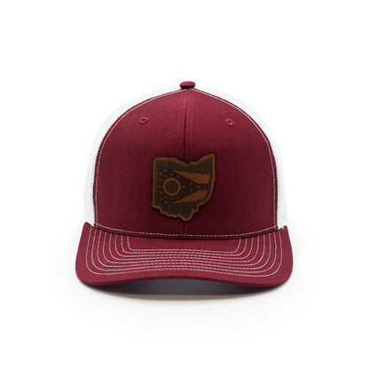 OH State Flag Leather Patch Hat