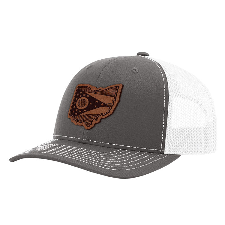 OH State Flag Leather Patch Hat