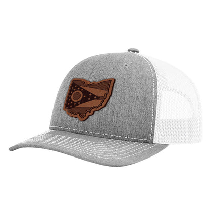 OH State Flag Leather Patch Hat