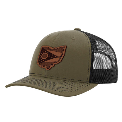 OH State Flag Leather Patch Hat