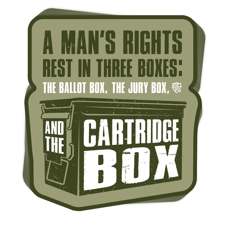 A Mans Rights Rest in Three Boxes Decal