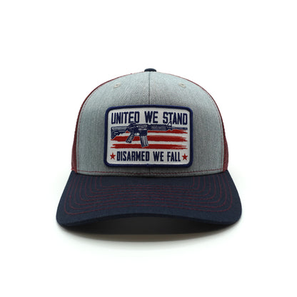 United We Stand Disarmed We Fall Woven Patch Hat