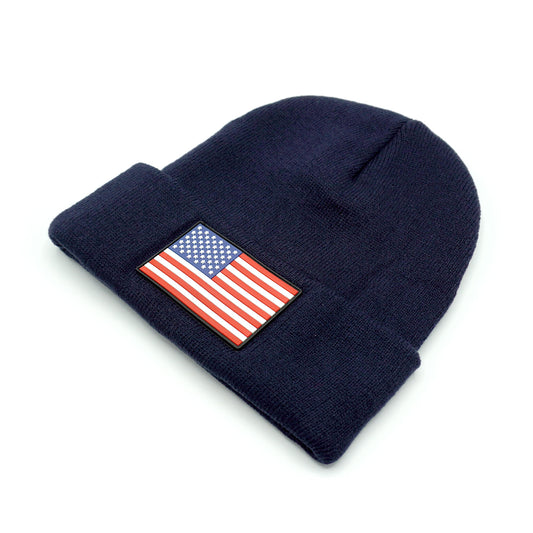 American Flag Beanie PVC Patch Beanie