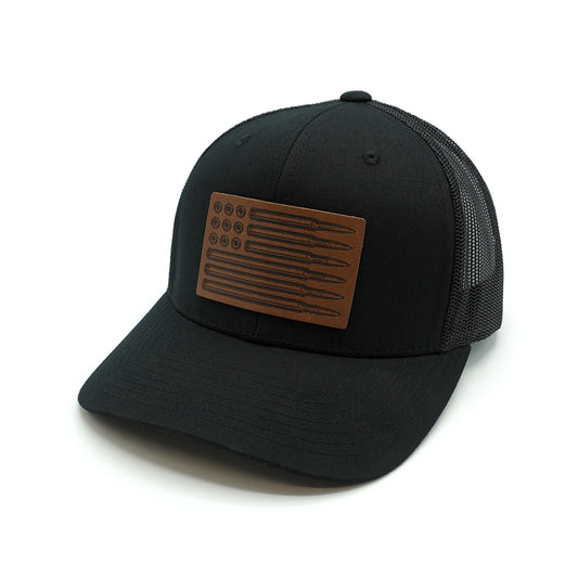 USA Bullet Flag Leather Patch Hat