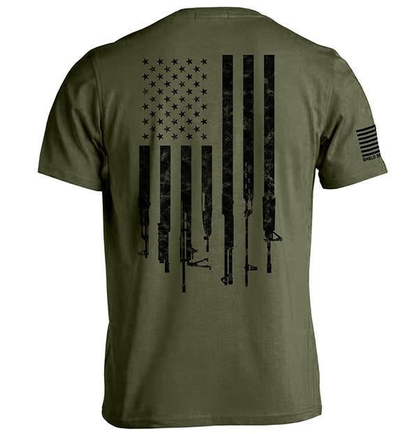 Firearm Flag Black Print Tee